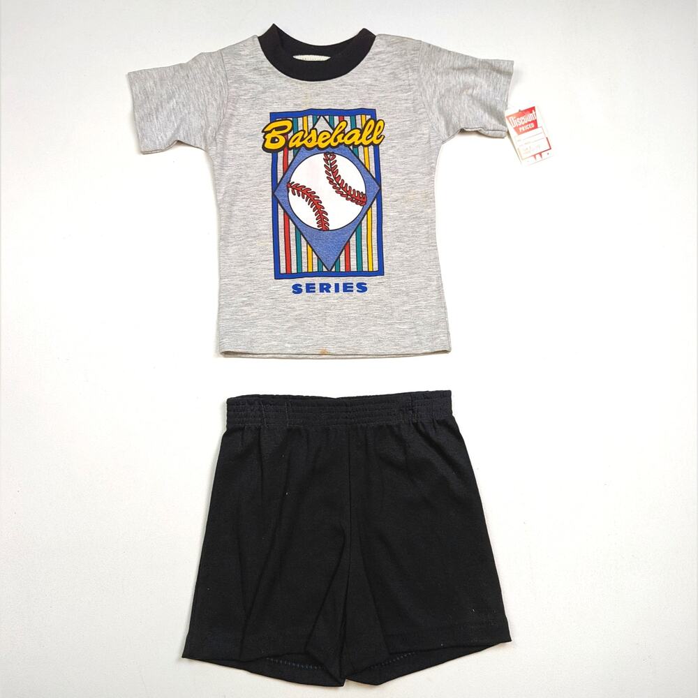 Vintage Great Gear Outfit Boys Sz 4 Gray Baseball Casual Basic 90s Sports